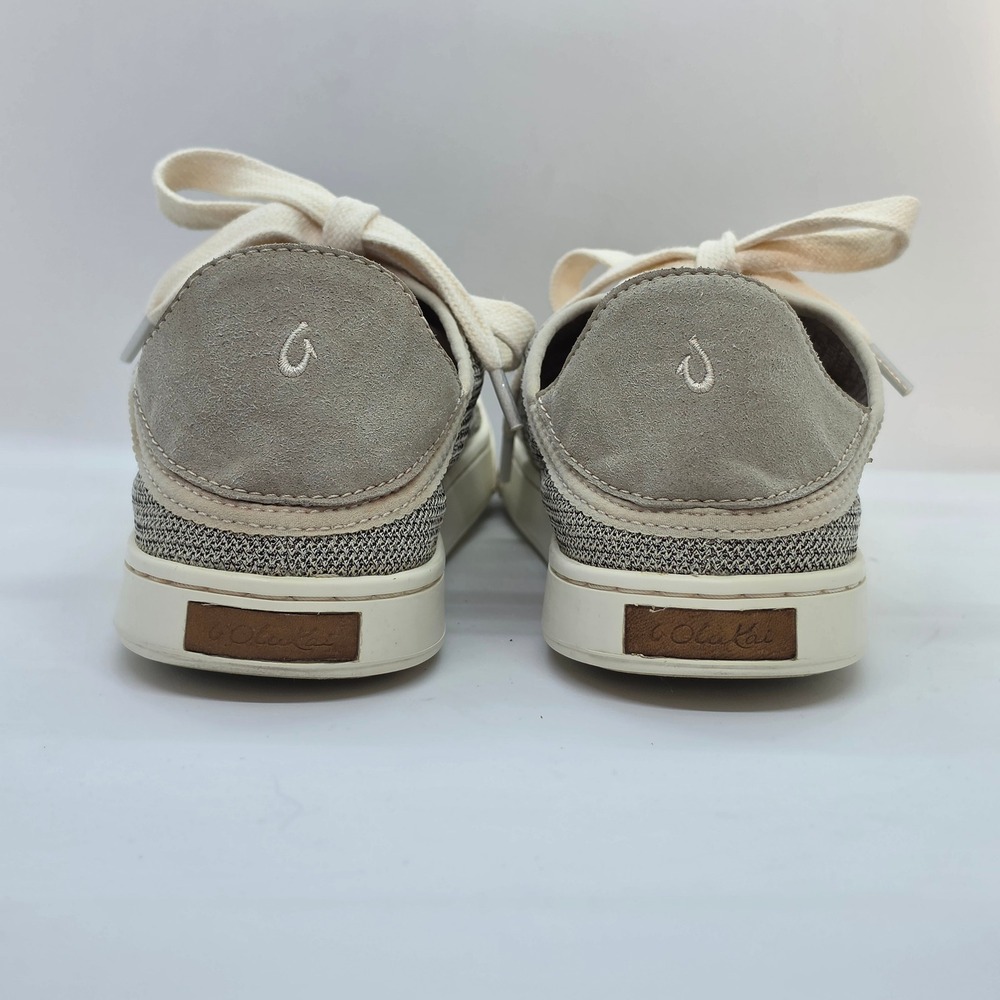 OluKai Pehuea Li Womens‎ 7.5 Tapa Gray Mesh Lace Up Drop-In Heel Sneakers - Picture 3 of 11